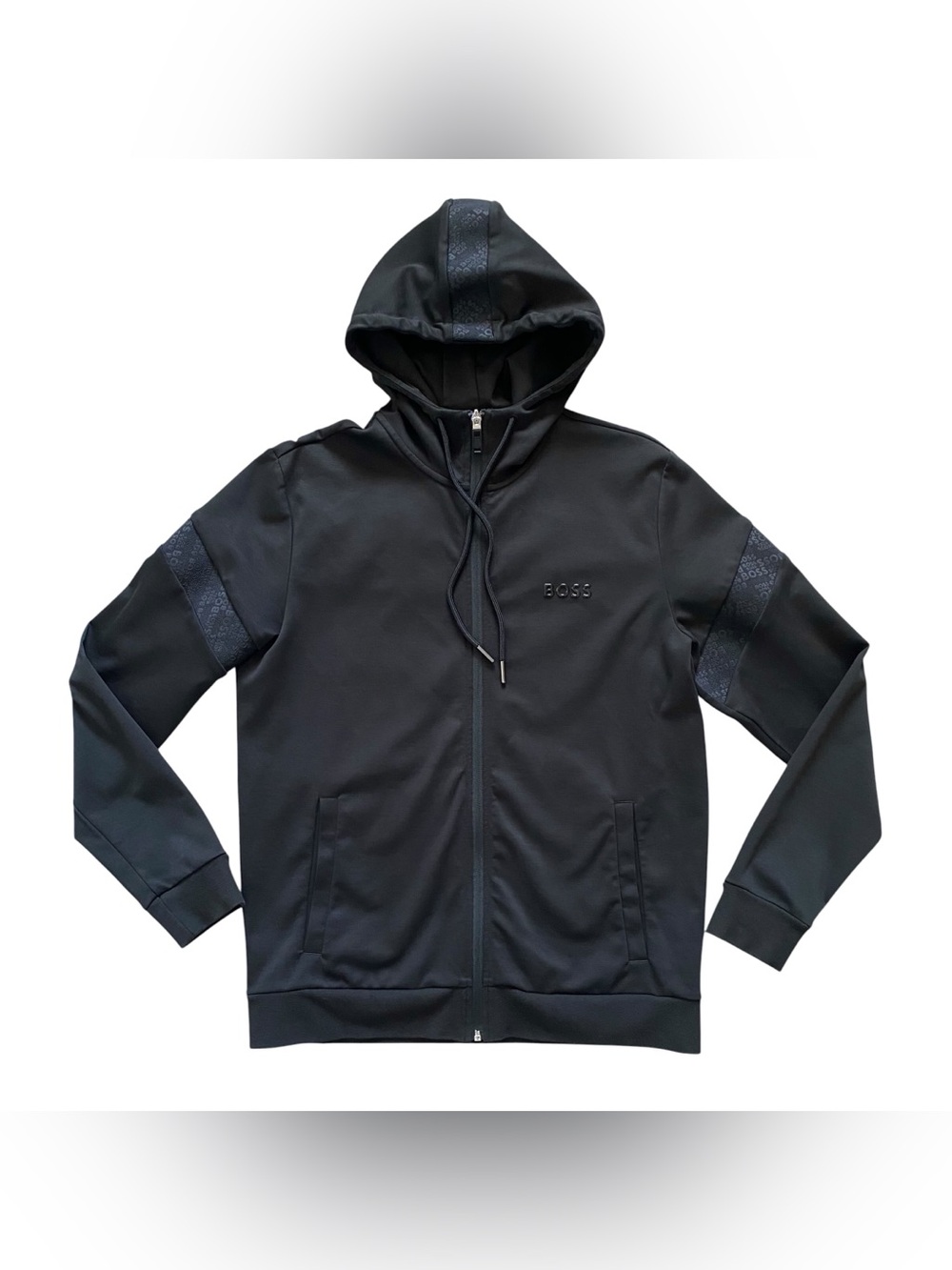 Hugo Boss BOSS Saggy Mirror Green Label Black Hoodie Full Zip Medium